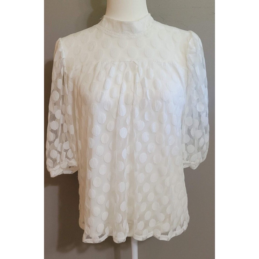 Shannon Ford New York White Lace Polka Dot Blouse